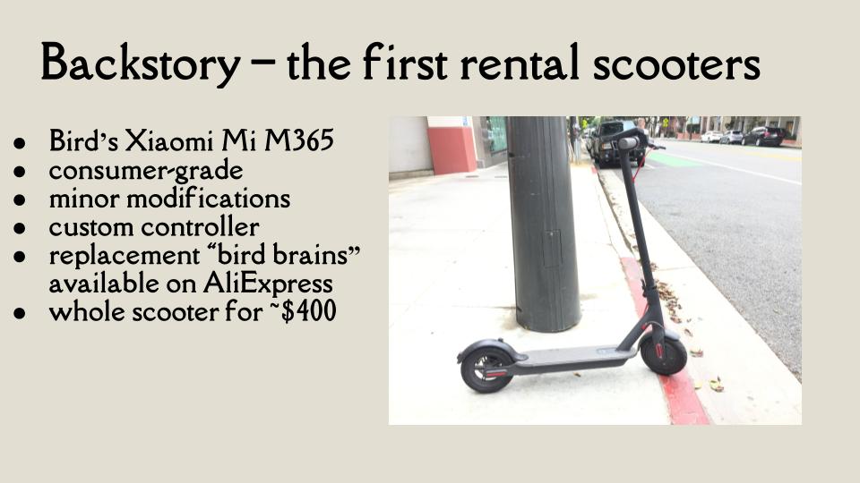Bird's rental scooter, a lightly modified Xiaomi Mi M365